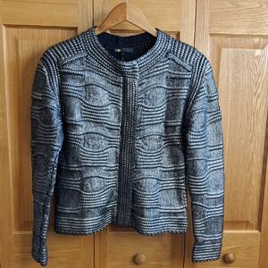 Maje Sweater Jacket Silver Navy Size 3/ US L